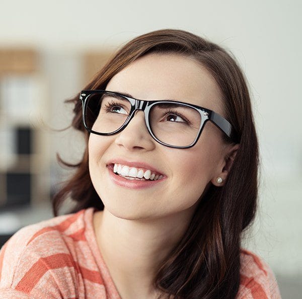 Young woman with straight teeth