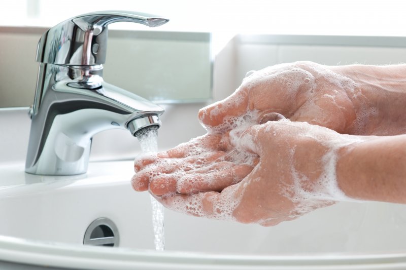 Woman washing hands